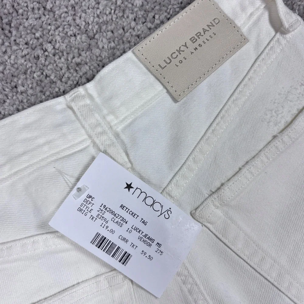 Lucky‎ Brand Drew Mom Jean White Distressed High Rise Button Fly Size 6/28 NEW